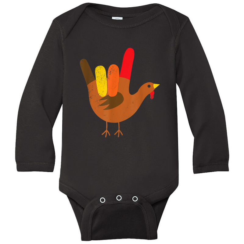 American Sign Language I Love You Thanksgiving Turkey Tshirt Long Sleeve Baby Bodysuit by BenSamirDarwish | Artistshot