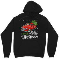 Vintage Wagon Red Truck Christmas Tree Pajama Family Xmas Unisex Hoodie | Artistshot