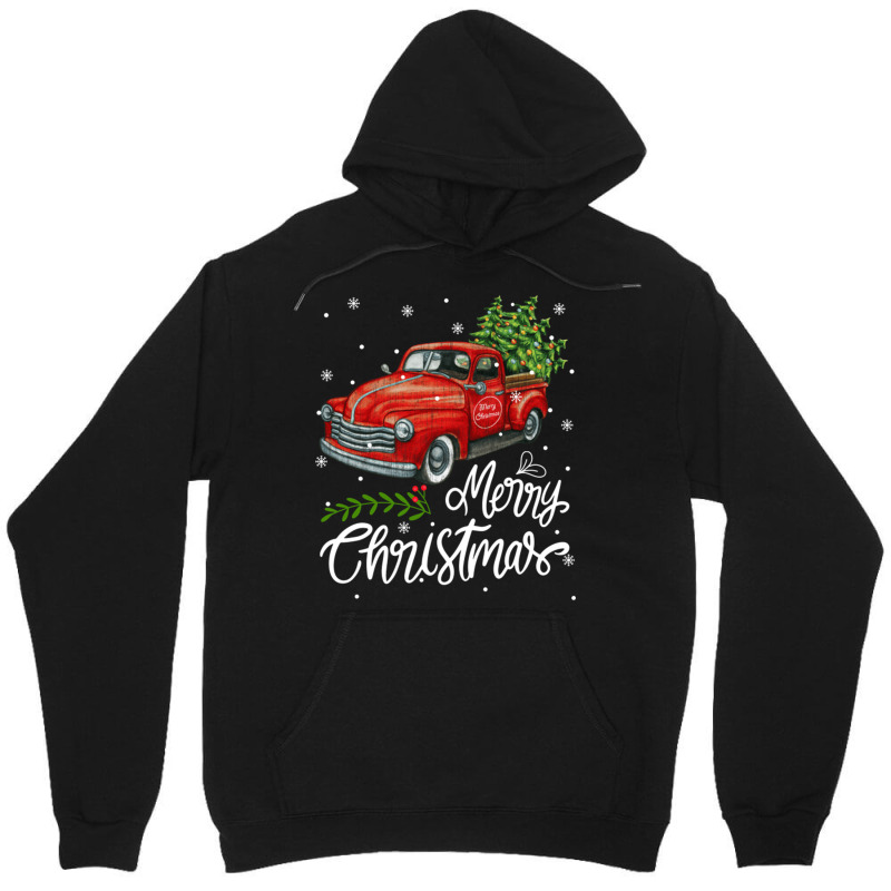 Vintage Wagon Red Truck Christmas Tree Pajama Family Xmas Unisex Hoodie by ReenaKonicek | Artistshot