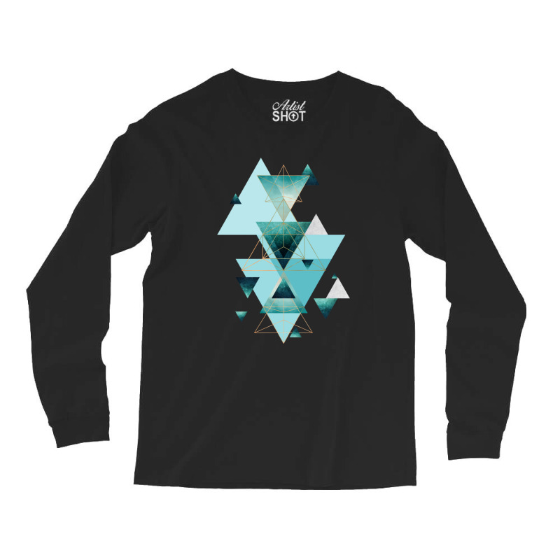 Geometric Triangle Compilation In Teal Long Sleeve Shirts | Artistshot