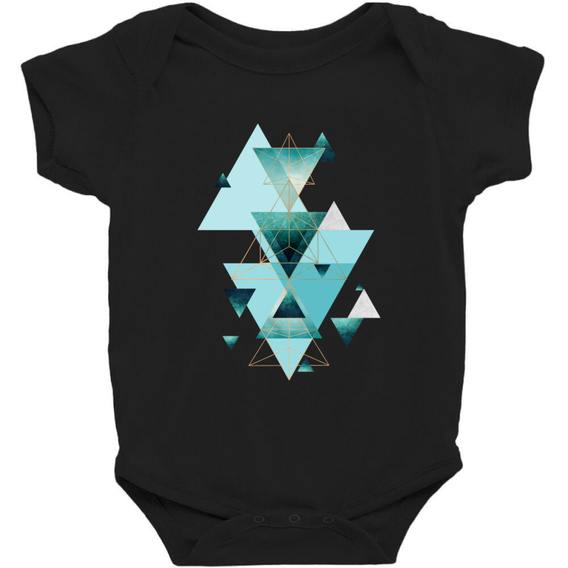 Geometric Triangle Compilation In Teal Baby Bodysuit | Artistshot