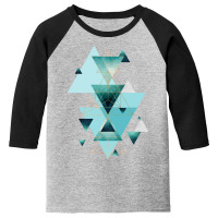 Geometric Triangle Compilation In Teal Youth 3/4 Sleeve | Artistshot