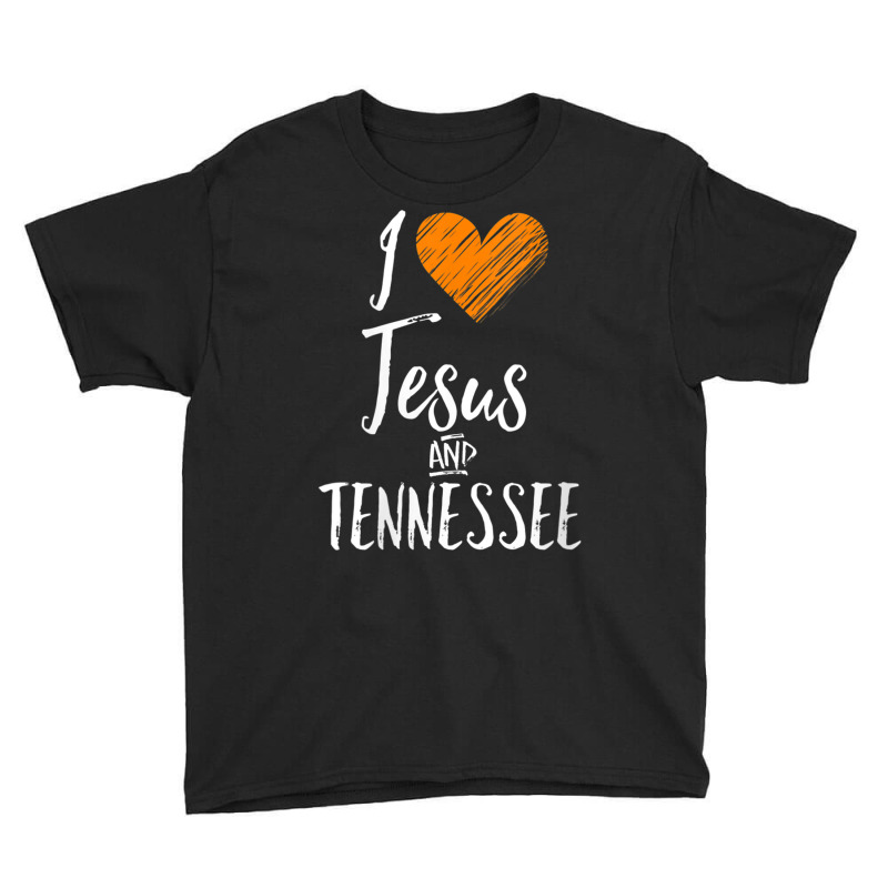 Womens I Love Jesus And Tennessee Shirt Orange Heart Cute Fan Gift V-n Youth Tee by AmberAThompson | Artistshot