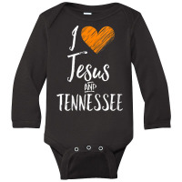 Womens I Love Jesus And Tennessee Shirt Orange Heart Cute Fan Gift V-n Long Sleeve Baby Bodysuit | Artistshot