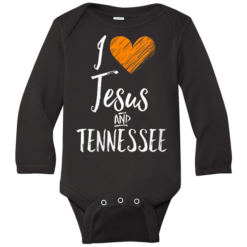 Womens I Love Jesus And Tennessee Shirt Orange Heart Cute Fan Gift V-n Long Sleeve Baby Bodysuit by AmberAThompson | Artistshot