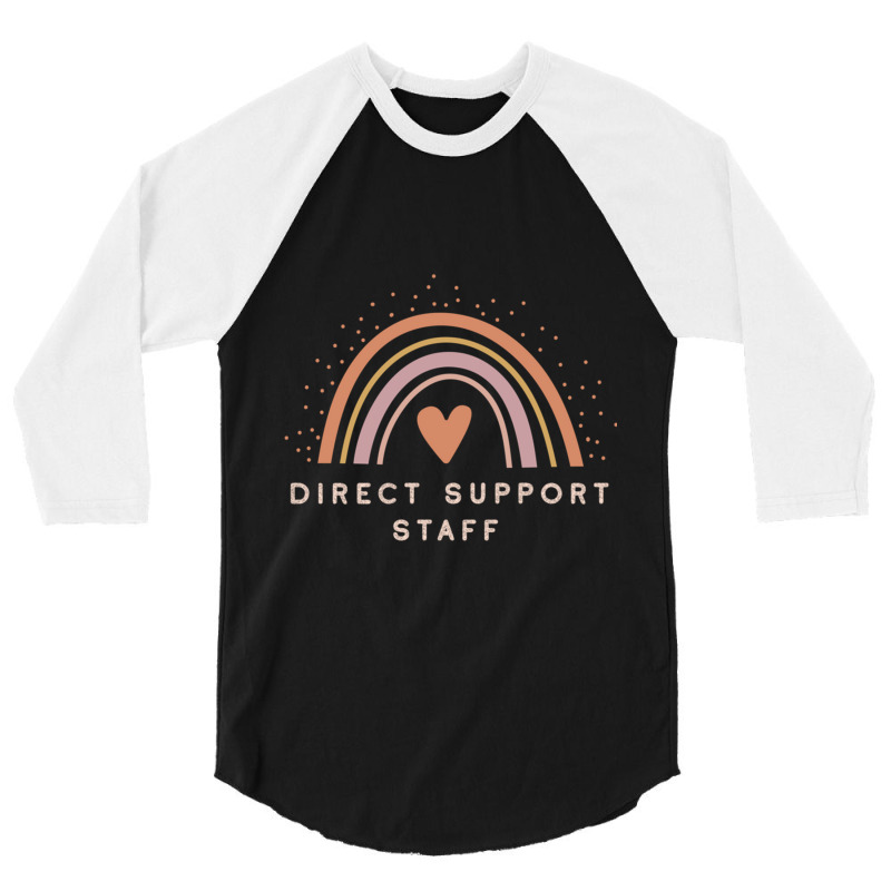 Direct Support Staff  Boho Casual Rainbow Dark Design 3/4 Sleeve Shirt by ALLENSTEPHENS | Artistshot