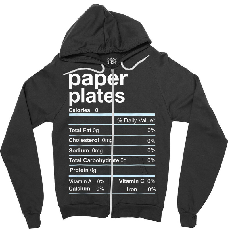 Paper Plates Nutrition Facts Thanksgiving Christmas T Shirt Zipper Hoodie | Artistshot