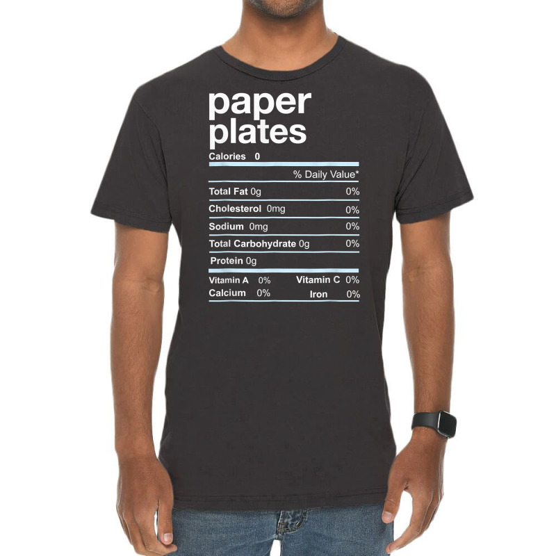 Paper Plates Nutrition Facts Thanksgiving Christmas T Shirt Vintage T-shirt | Artistshot