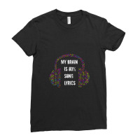 My Brain Is 80% Song Lyrics Music Note Headphones Ladies Fitted T-shirt | Artistshot