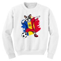 Dabbing French Bulldog Moldova Soccer Fans Jersey Football Youth Sweatshirt | Artistshot