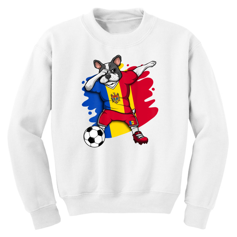 Dabbing French Bulldog Moldova Soccer Fans Jersey Football Youth Sweatshirt by hingosjumiaht | Artistshot