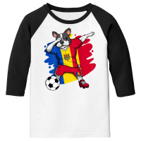 Dabbing French Bulldog Moldova Soccer Fans Jersey Football Youth 3/4 Sleeve | Artistshot