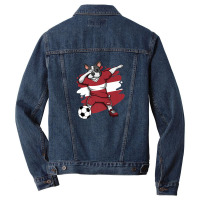 Dabbing French Bulldog Latvia Soccer Fans Jersey Football Men Denim Jacket | Artistshot