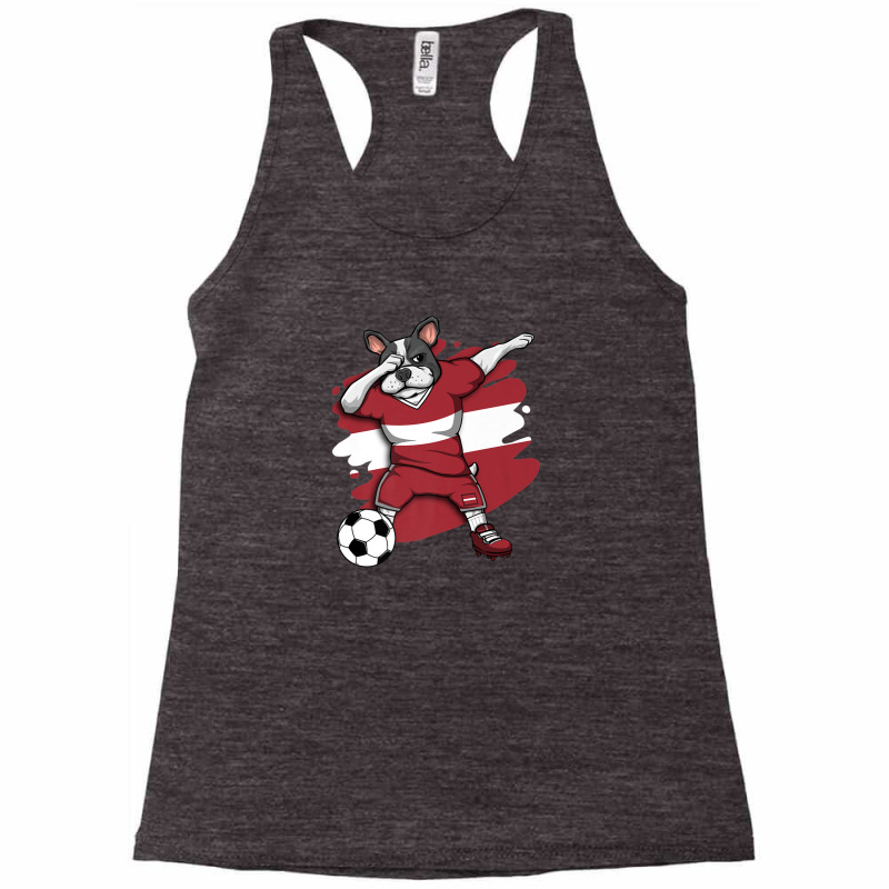 Dabbing French Bulldog Latvia Soccer Fans Jersey Football Racerback Tank by hingosjumiaht | Artistshot