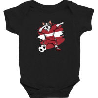 Dabbing French Bulldog Latvia Soccer Fans Jersey Football Baby Bodysuit | Artistshot