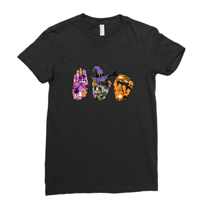 Boo Hands American Sign Language Pride Asl Halloween Ladies Fitted T-Shirt by mufchedidp | Artistshot