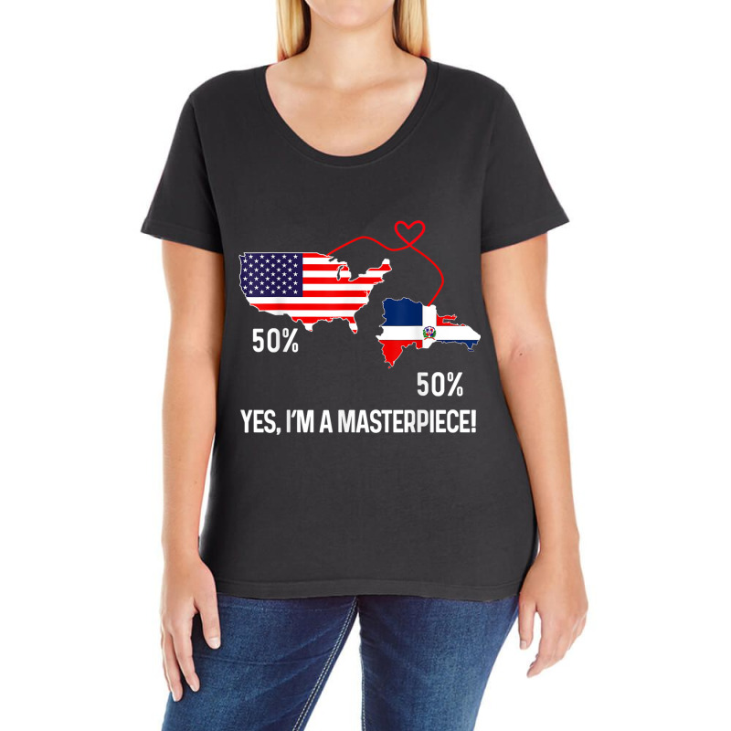 Half American Half Dominican Flag Combined Rd Usa Pride T Shirt Ladies Curvy T-Shirt by matheeishilo | Artistshot