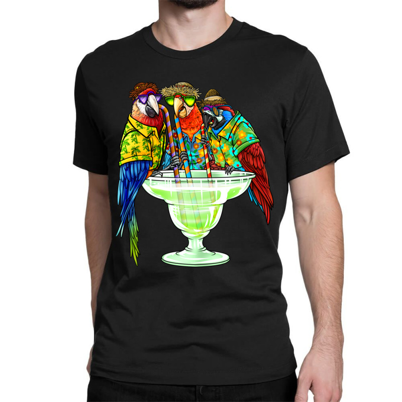 Parrots Drinking Margarita Hawaiian Vacation Birds Classic T-shirt by bummercaught | Artistshot