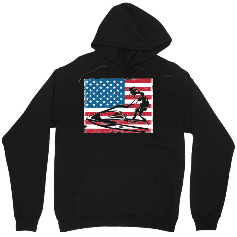 Jet Ski Water Sports Funny Slogan Gift Usa Flag Pullover Hoodie Unisex Hoodie by DARRELLWAYNEWELLS | Artistshot