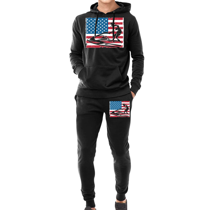 Jet Ski Water Sports Funny Slogan Gift Usa Flag Pullover Hoodie Hoodie & Jogger set by DARRELLWAYNEWELLS | Artistshot