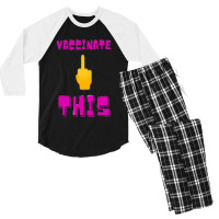 Vaccinate This Middle Finger Men's 3/4 Sleeve Pajama Set | Artistshot