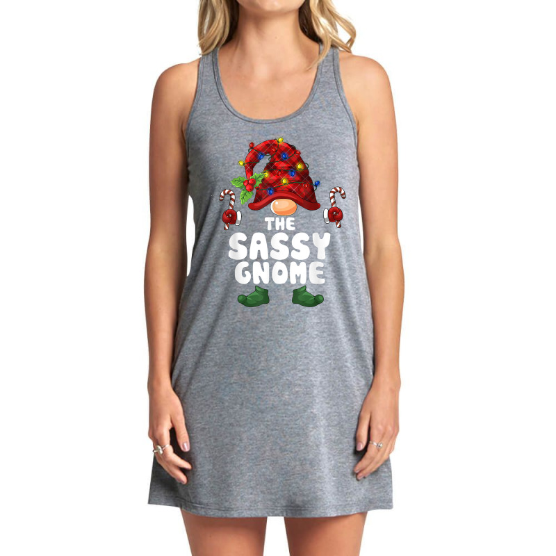 Sassy Gnome Lights Buffalo Plaid Matching Family Christmas T Shirt Tank Dress by gennej | Artistshot