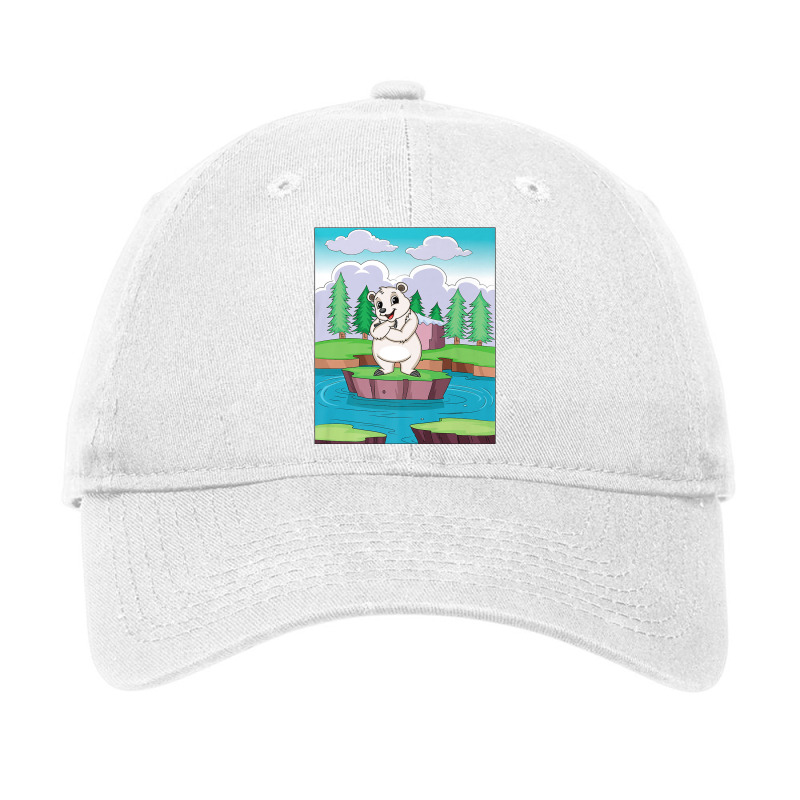 Cuddly Polar Bear On A Small Island On A Lake Premium T Shirt Adjustable Cap by been | Artistshot