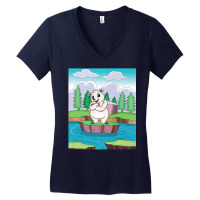 Cuddly Polar Bear On A Small Island On A Lake Premium T Shirt Women's V-neck T-shirt | Artistshot