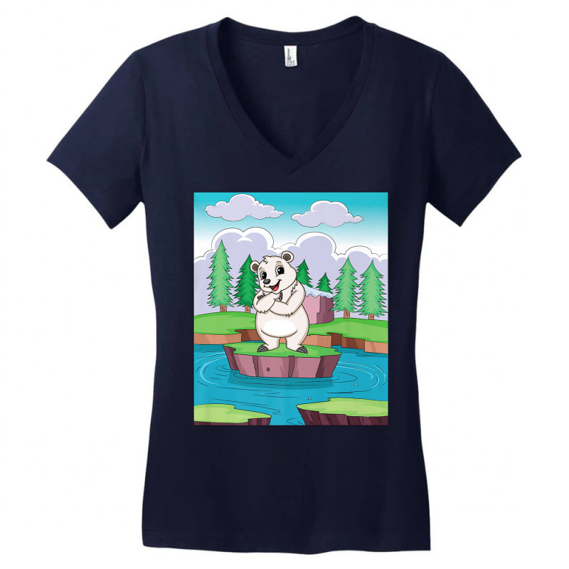 Cuddly Polar Bear On A Small Island On A Lake Premium T Shirt Women's V-Neck T-Shirt by been | Artistshot