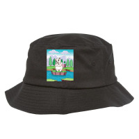 Cuddly Polar Bear On A Small Island On A Lake Premium T Shirt Bucket Hat | Artistshot