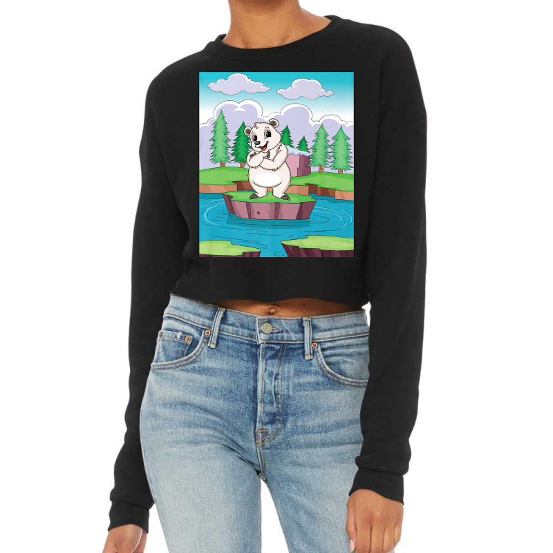 Cuddly Polar Bear On A Small Island On A Lake Premium T Shirt Cropped Sweater by been | Artistshot