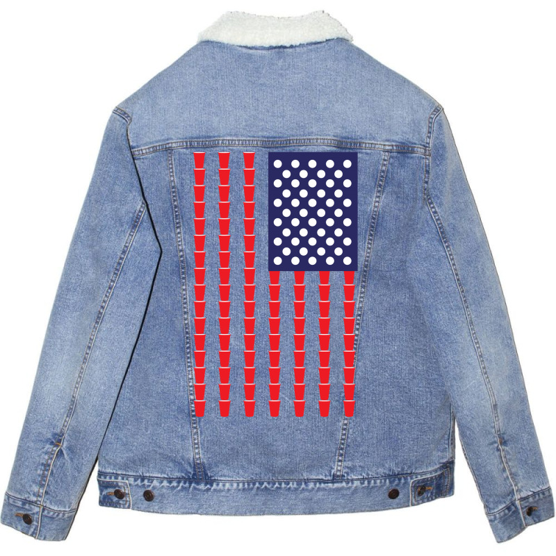 Beer Pong American Flag Unisex Sherpa-lined Denim Jacket | Artistshot