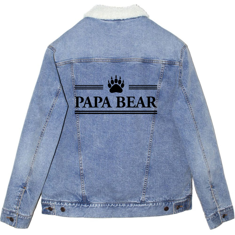 Papa Bear Unisex Sherpa-Lined Denim Jacket by tshiart | Artistshot