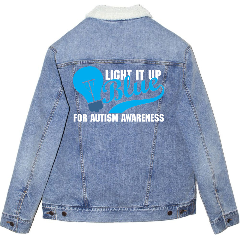 Light It Up Blue For Autism Awareness Unisex Sherpa-Lined Denim Jacket by tshiart | Artistshot