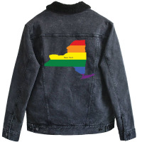 New York Rainbow Flag Unisex Sherpa-lined Denim Jacket | Artistshot