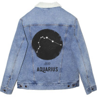 Minimal Aquarius Zodiac Sign Unisex Sherpa-lined Denim Jacket | Artistshot