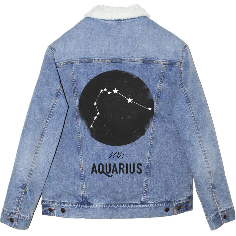 Minimal Aquarius Zodiac Sign Unisex Sherpa-lined Denim Jacket | Artistshot