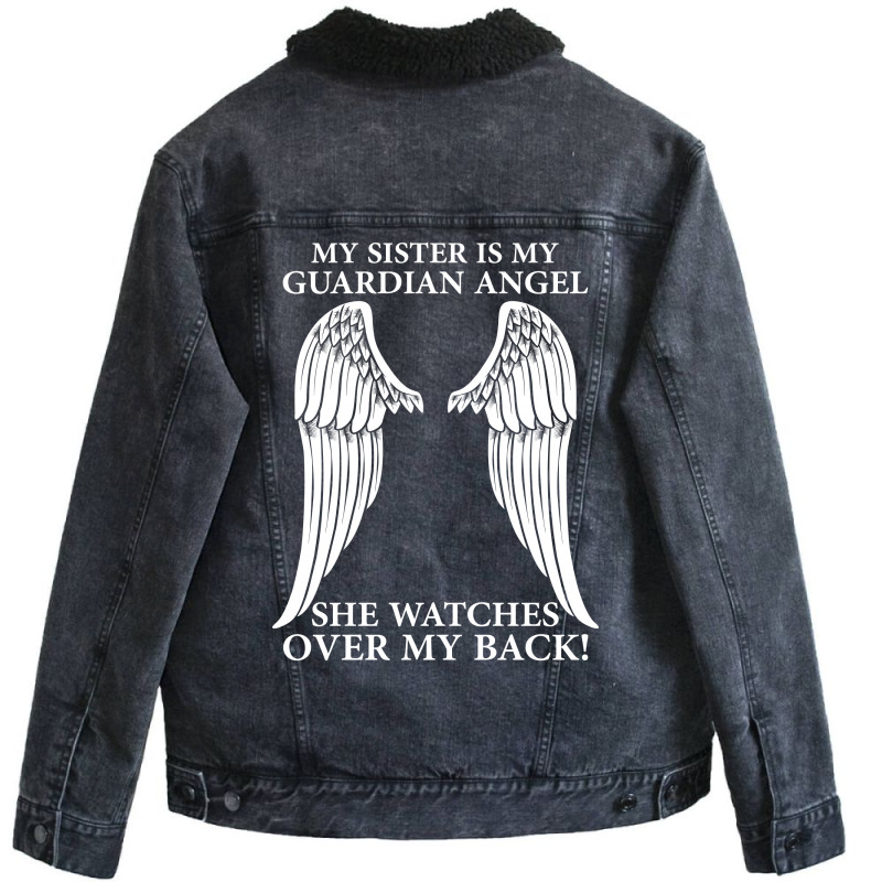 My Sister Is My Guardian Angel Unisex Sherpa-lined Denim Jacket | Artistshot