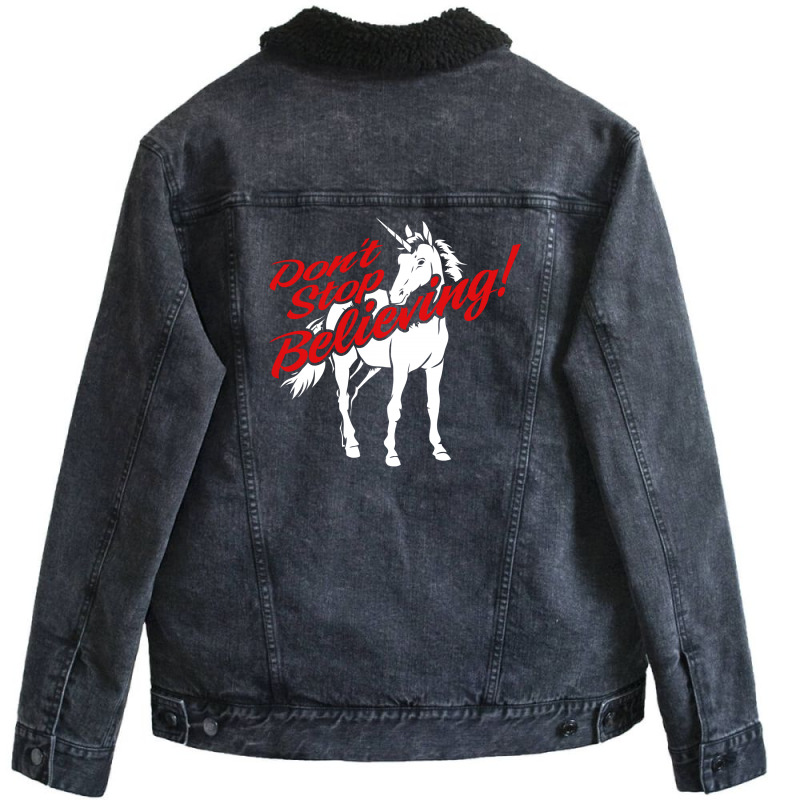 Don't Stop Believing Unicorn Unisex Sherpa-lined Denim Jacket | Artistshot