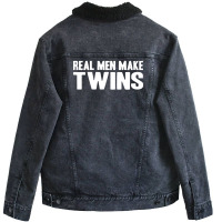 Real Men Make Twins Unisex Sherpa-lined Denim Jacket | Artistshot