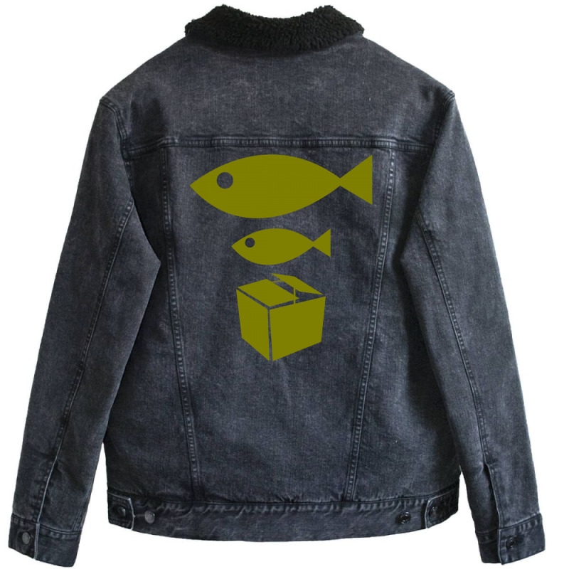 Big Fish Little Fish Cardboard Box Unisex Sherpa-Lined Denim Jacket by RobinHoodie | Artistshot