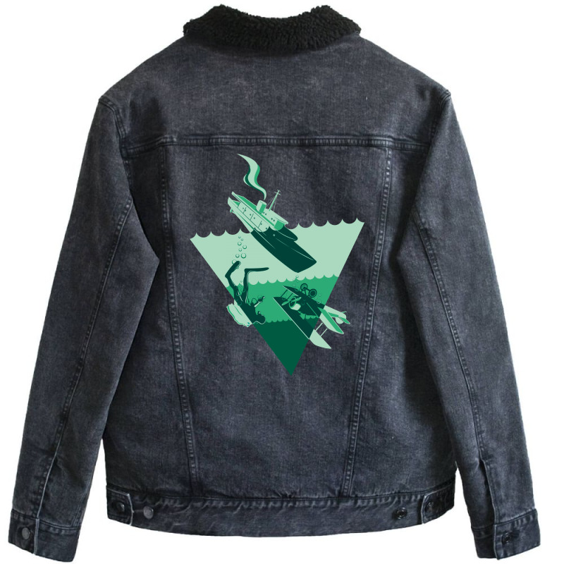 Bermuda Triangle Unisex Sherpa-Lined Denim Jacket by DitreamX | Artistshot