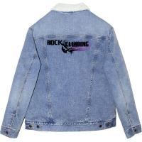 Rock Climbing Girl Unisex Sherpa-lined Denim Jacket | Artistshot