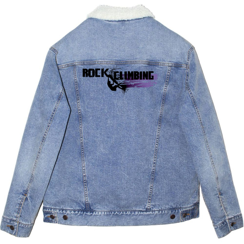 Rock Climbing Girl Unisex Sherpa-Lined Denim Jacket by DitreamX | Artistshot