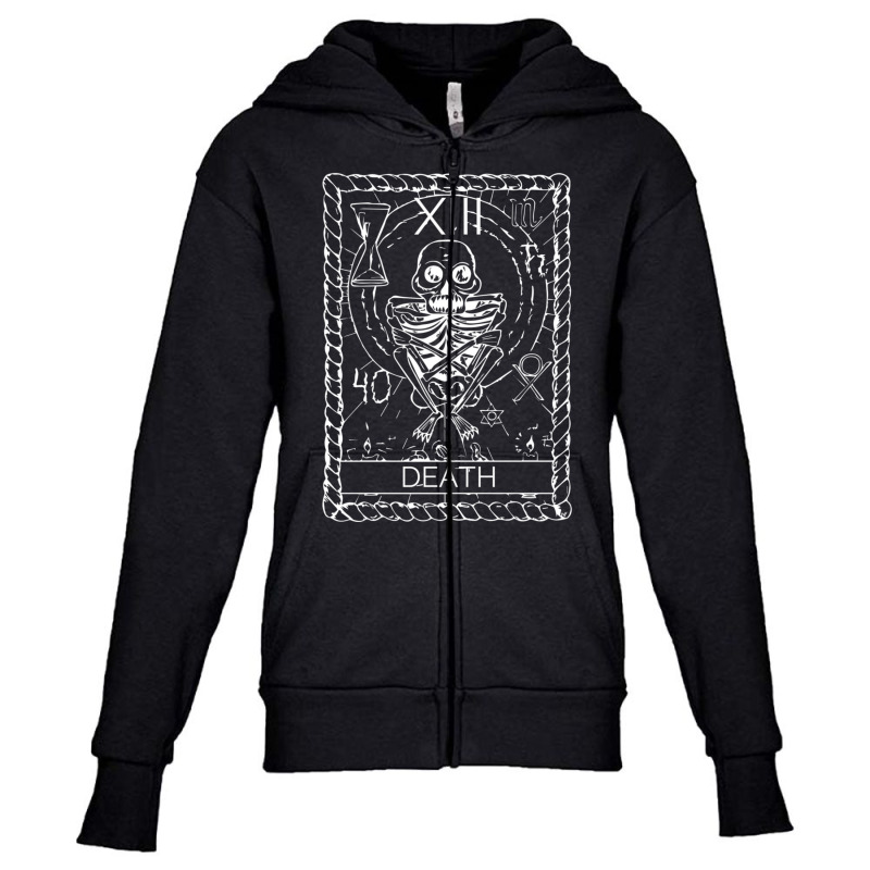 Vintage Occult Death Tarot Card Satanic Witchcraft Youth Zipper Hoodie by behindcedar22 | Artistshot