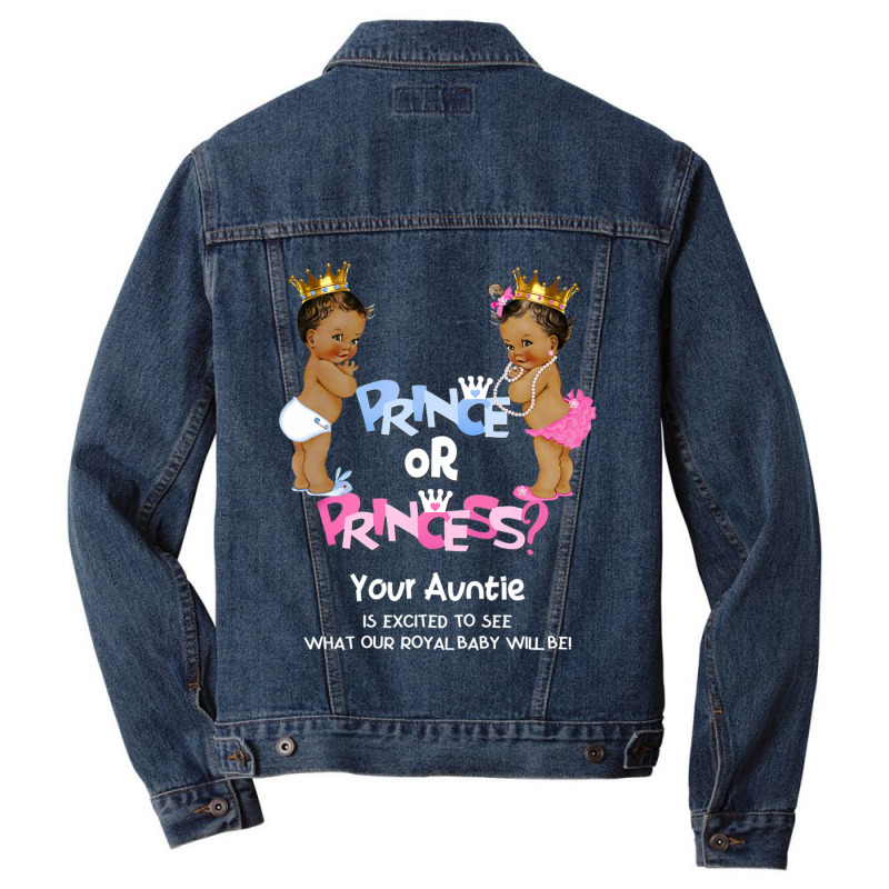 Prince Or Princess Auntie Ethnic Gender Reveal Men Denim Jacket by bummercaught | Artistshot