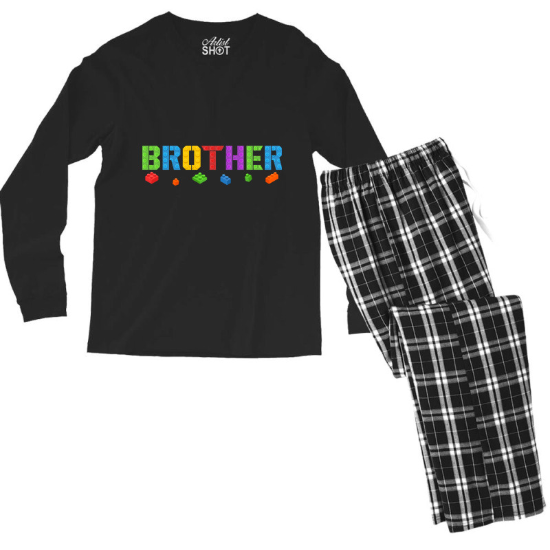 Brother Funny Blocks Master Builder Brick Builder Birthday Long Sleeve Men's Long Sleeve Pajama Set | Artistshot