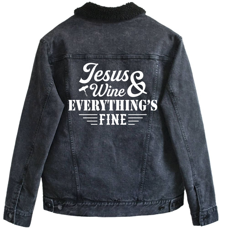 Jesus Wine & Everythings Fine Unisex Sherpa-lined Denim Jacket | Artistshot