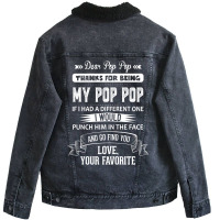 Dear Pop Pop, Love, Your Favorite Unisex Sherpa-lined Denim Jacket | Artistshot