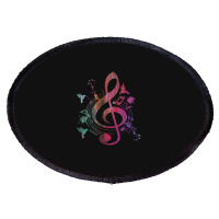 Music Musical Instrument Birds Treble Clef Oval Patch | Artistshot